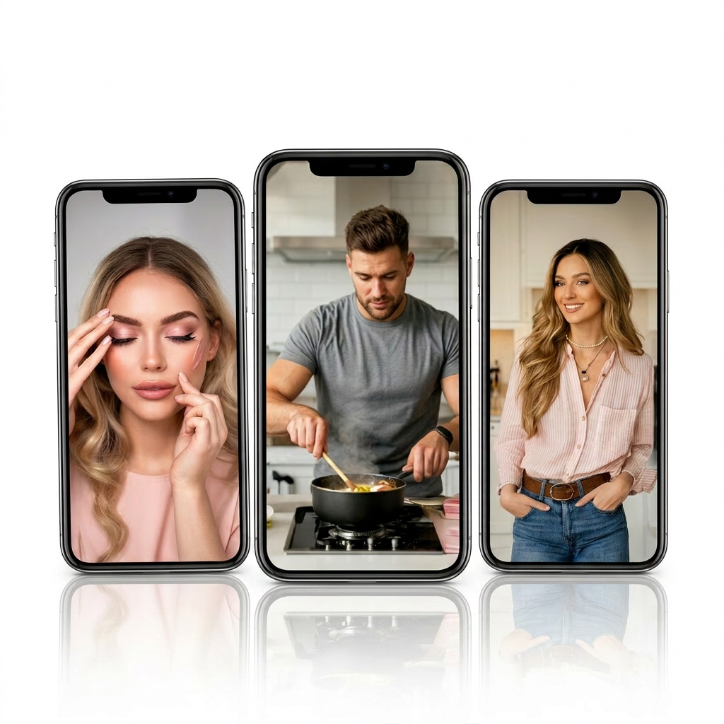 TikTok and Instagram creators filming content across beauty, food, and fashion